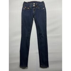 True Religion Women's Casey Low Rise Skinny Blue Denim Jeans - Size 24x28